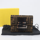 FENDI Zucca Canvas Mamma Baguette Wallet Black Brown Auth 199693V-12