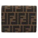 FENDI Zucca Canvas Mamma Baguette Wallet Black Brown Auth 199693V-2