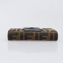 FENDI Zucca Canvas Mamma Baguette Wallet Black Brown Auth 199693V-5