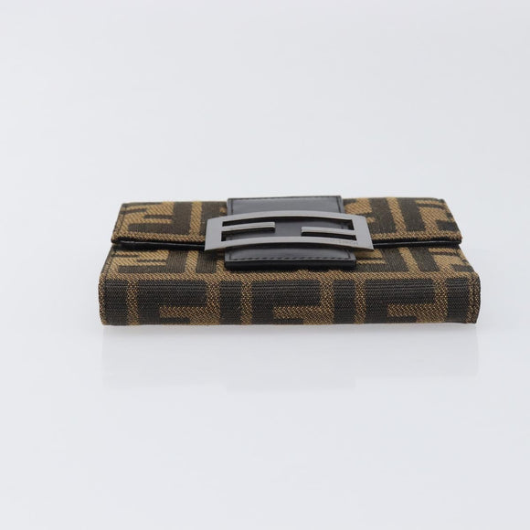 FENDI Zucca Canvas Mamma Baguette Wallet Black Brown Auth 199693V