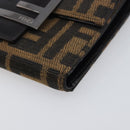 FENDI Zucca Canvas Mamma Baguette Wallet Black Brown Auth 199693V-7