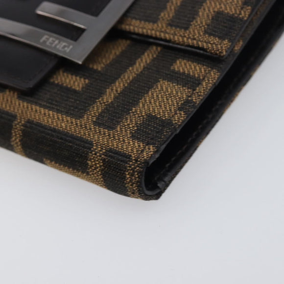 FENDI Zucca Canvas Mamma Baguette Wallet Black Brown Auth 199693V
