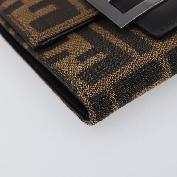 FENDI Zucca Canvas Mamma Baguette Wallet Black Brown Auth 199693V