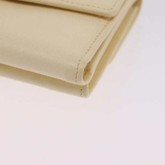 CHANEL Long Wallet Leather Ivory Gold CC Auth 199695A