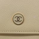 CHANEL Long Wallet Leather Ivory Gold CC Auth 199695A-18