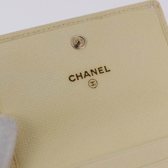 CHANEL Long Wallet Leather Ivory Gold CC Auth 199695A