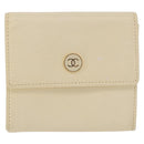 CHANEL Long Wallet Leather Ivory Gold CC Auth 199695A-13