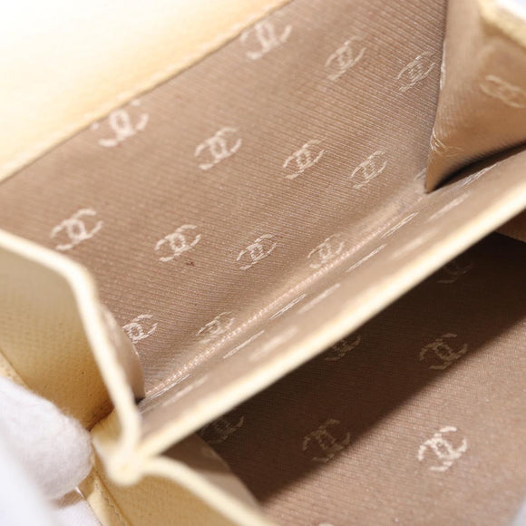 CHANEL Long Wallet Leather Ivory Gold CC Auth 199695A