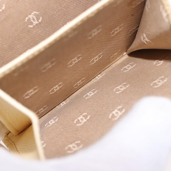 CHANEL Long Wallet Leather Ivory Gold CC Auth 199695A