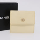 CHANEL Long Wallet Leather Ivory Gold CC Auth 199695A-12