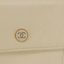 CHANEL Long Wallet Leather Ivory Gold CC Auth 199695A-2