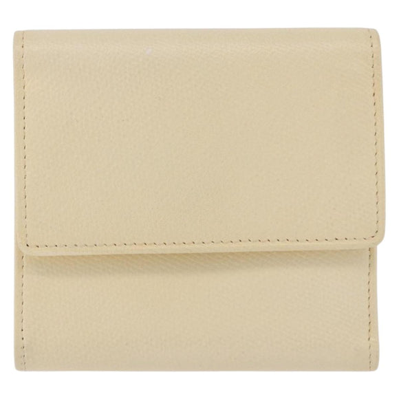 CHANEL Long Wallet Leather Ivory Gold CC Auth 199695A