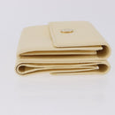 CHANEL Long Wallet Leather Ivory Gold CC Auth 199695A-4