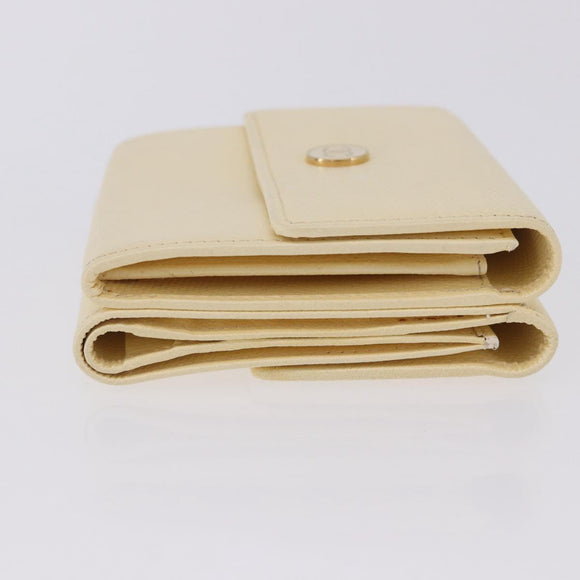 CHANEL Long Wallet Leather Ivory Gold CC Auth 199695A