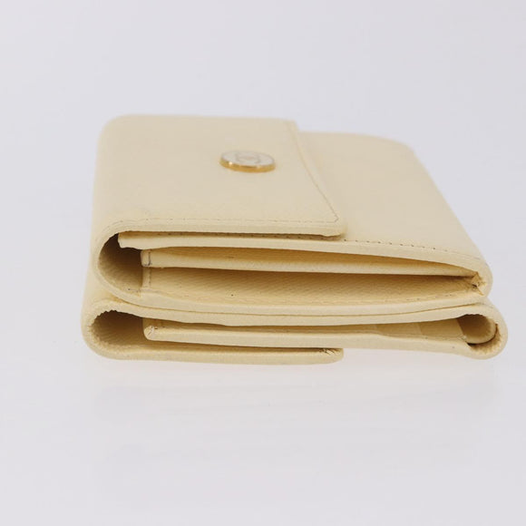 CHANEL Long Wallet Leather Ivory Gold CC Auth 199695A