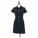 CHANEL One Piece Denim Blue Silver CC Auth 199698M-1
