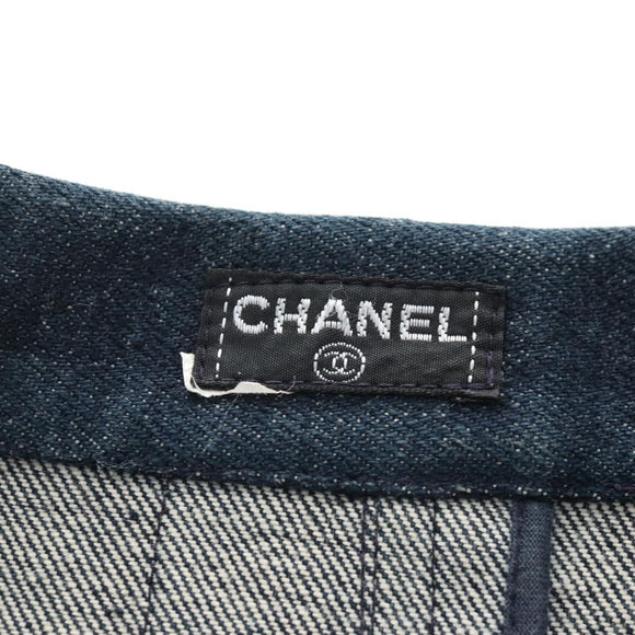 CHANEL One Piece Denim Blue Silver CC Auth 199698M