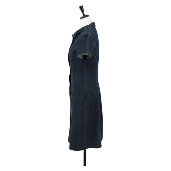 CHANEL One Piece Denim Blue Silver CC Auth 199698M
