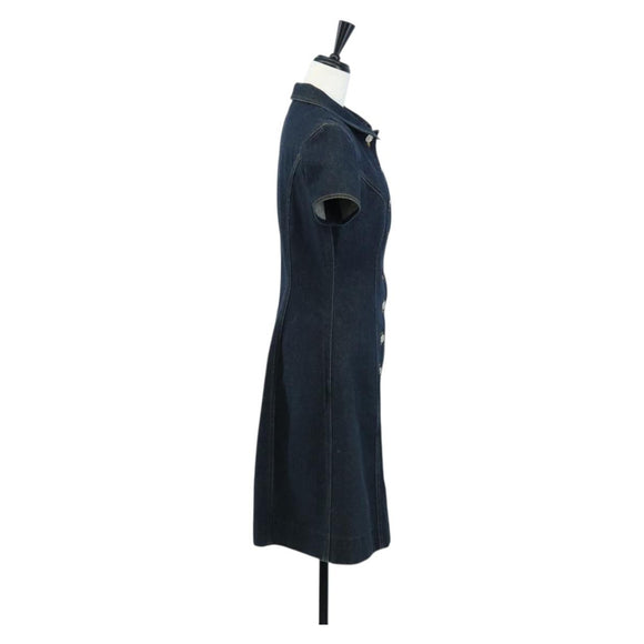 CHANEL One Piece Denim Blue Silver CC Auth 199698M