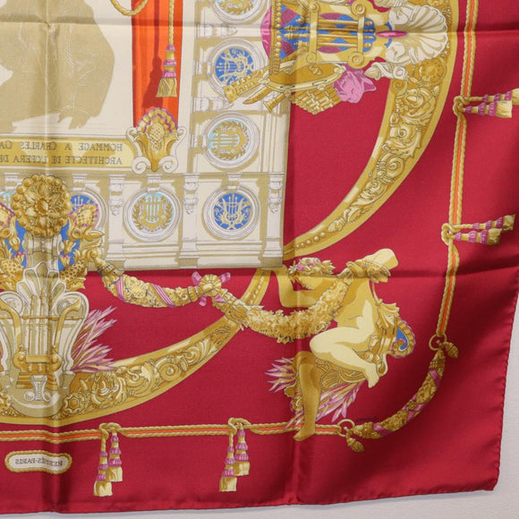 HERMES Carre 90 Scarf Silk Red Auth 199702M