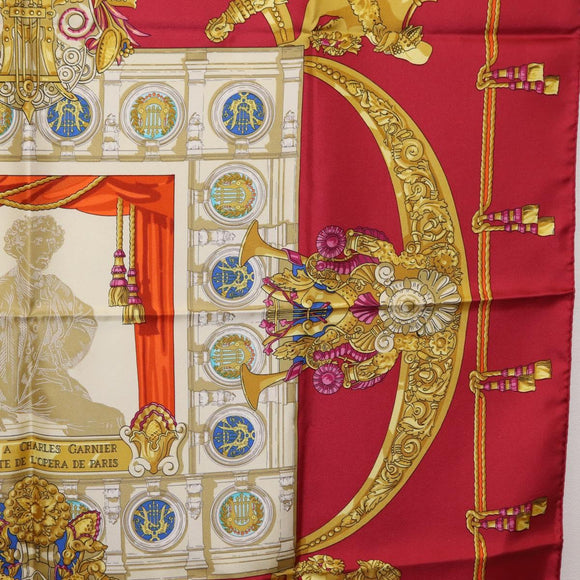 HERMES Carre 90 Scarf Silk Red Auth 199702M