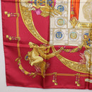 HERMES Carre 90 Scarf Silk Red Auth 199702M-8