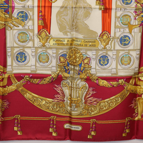 HERMES Carre 90 Scarf Silk Red Auth 199702M