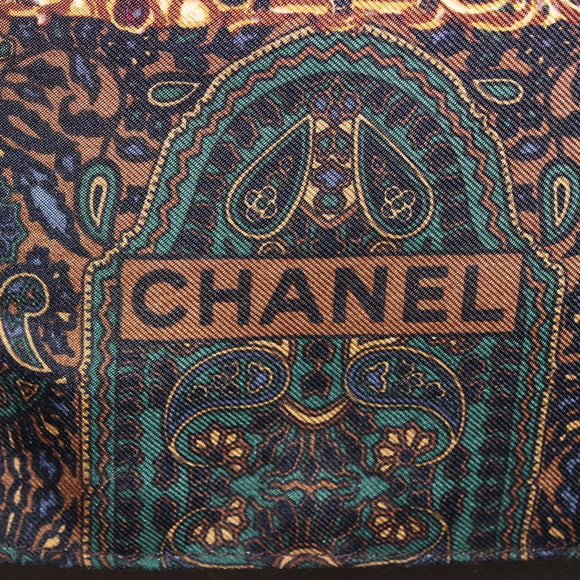 CHANEL Scarf Silk Brown CC Auth 199704M