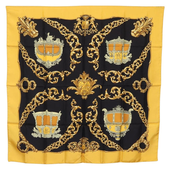 HERMES Carre 90 Scarf Silk Yellow Auth 199714M