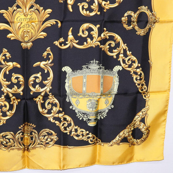 HERMES Carre 90 Scarf Silk Yellow Auth 199714M
