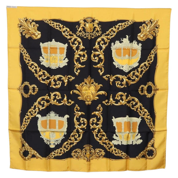 HERMES Carre 90 Scarf Silk Yellow Auth 199714M