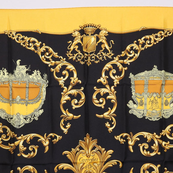 HERMES Carre 90 Scarf Silk Yellow Auth 199714M