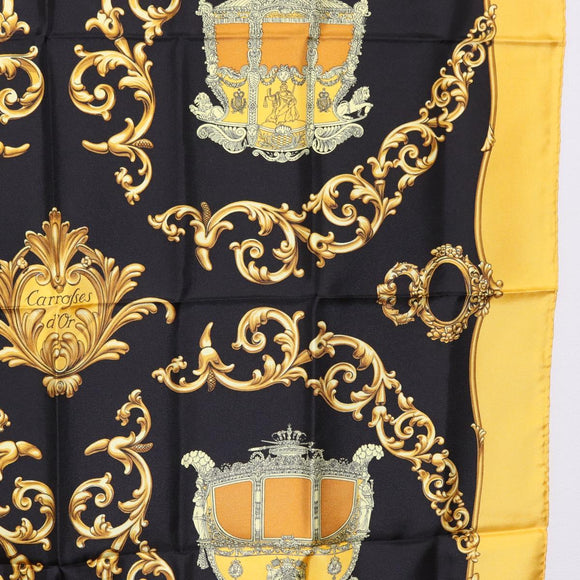 HERMES Carre 90 Scarf Silk Yellow Auth 199714M