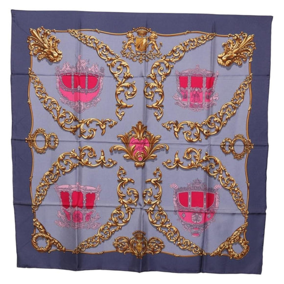 HERMES Carre 90 Scarf Silk Gray Auth 199716