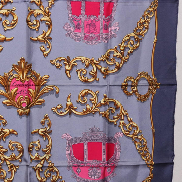 HERMES Carre 90 Scarf Silk Gray Auth 199716