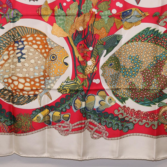 HERMES Carre 90 Scarf Silk Red Auth 199721M