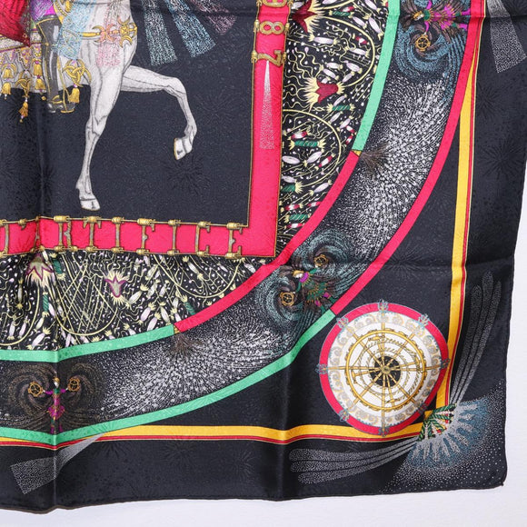 HERMES Carre 90 Scarf Silk Black Auth 199728M