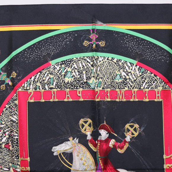 HERMES Carre 90 Scarf Silk Black Auth 199728M