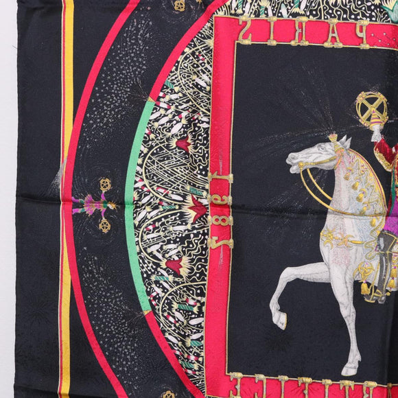 HERMES Carre 90 Scarf Silk Black Auth 199728M