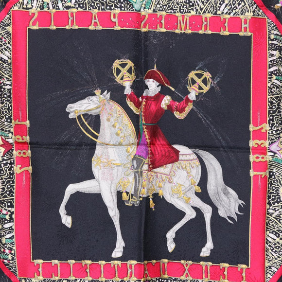 HERMES Carre 90 Scarf Silk Black Auth 199728M