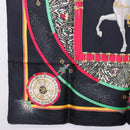 HERMES Carre 90 Scarf Silk Black Auth 199728M-19