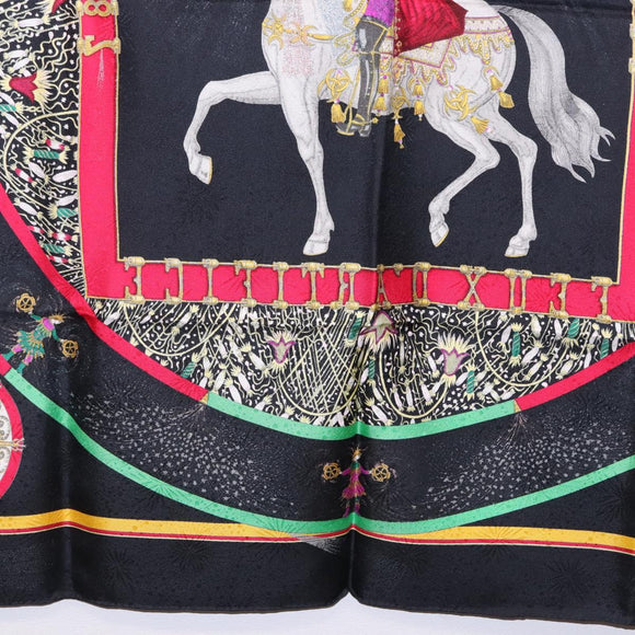 HERMES Carre 90 Scarf Silk Black Auth 199728M