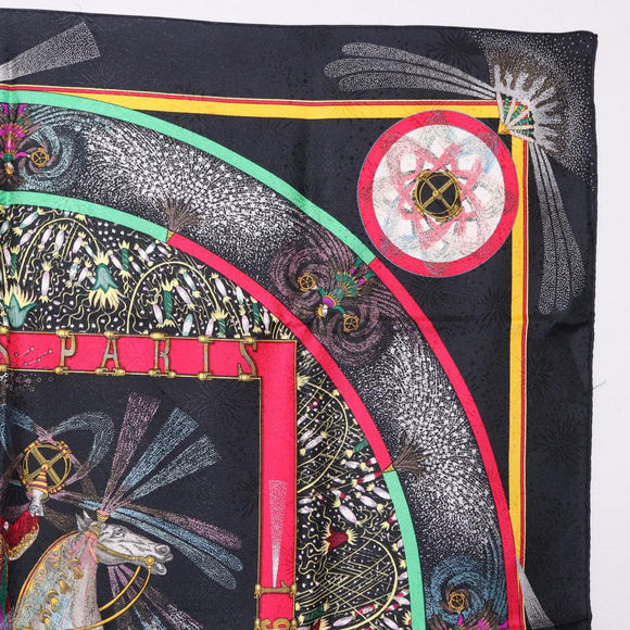 HERMES Carre 90 Scarf Silk Black Auth 199728M