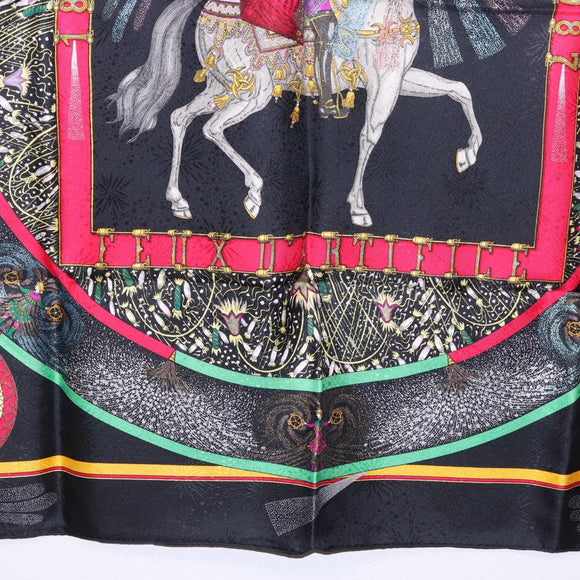 HERMES Carre 90 Scarf Silk Black Auth 199728M