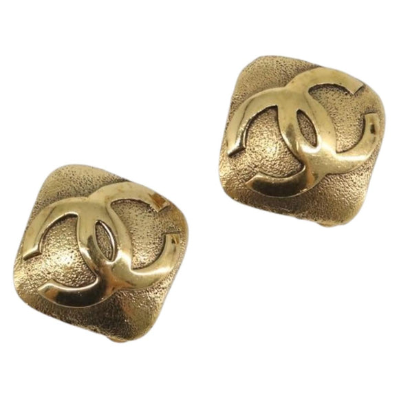 CHANEL Earring metal Gold CC Auth 199734V