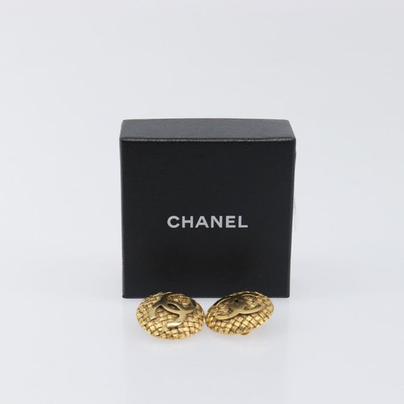 CHANEL Earring metal Gold Tone CC Auth 199735