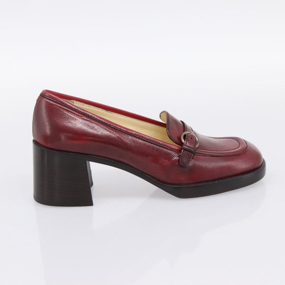 Miu Miu Loafers Leather 37 Red Auth 199780V