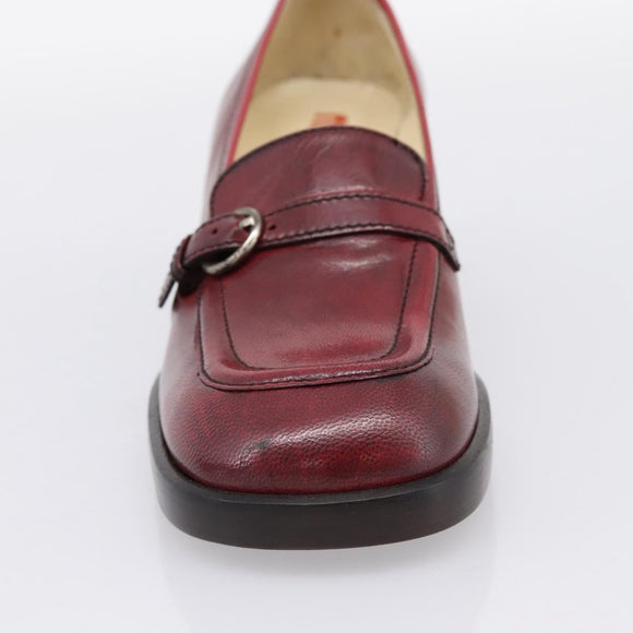 Miu Miu Loafers Leather 37 Red Auth 199780V