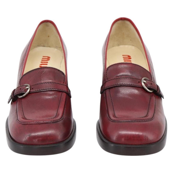 Miu Miu Loafers Leather 37 Red Auth 199780V