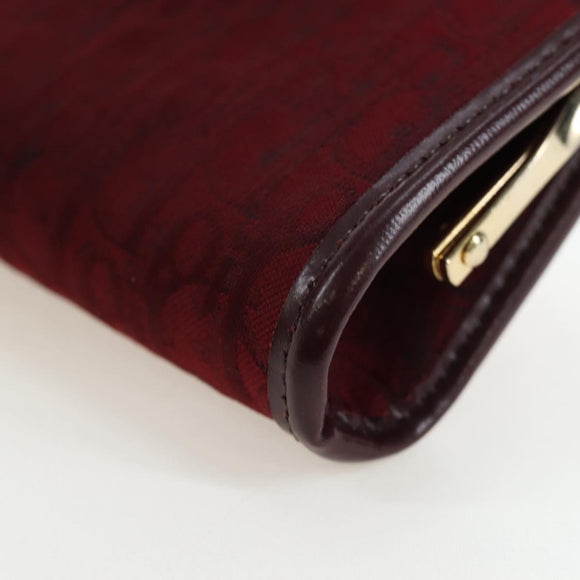 Christian Dior Trotter Canvas Coin Purse Bordeaux Gold Auth 199784A